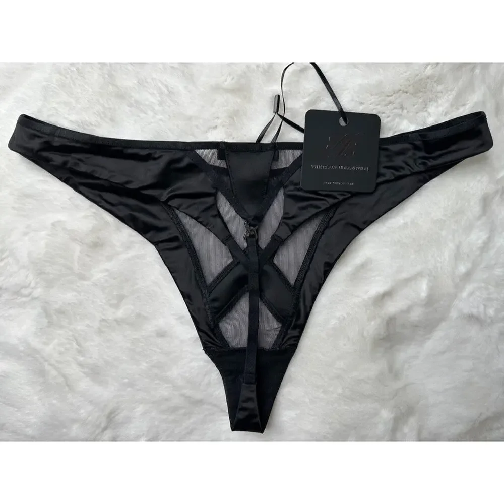 Honey Birdette VESNA🖤 Black Mesh Panel Thong Medium